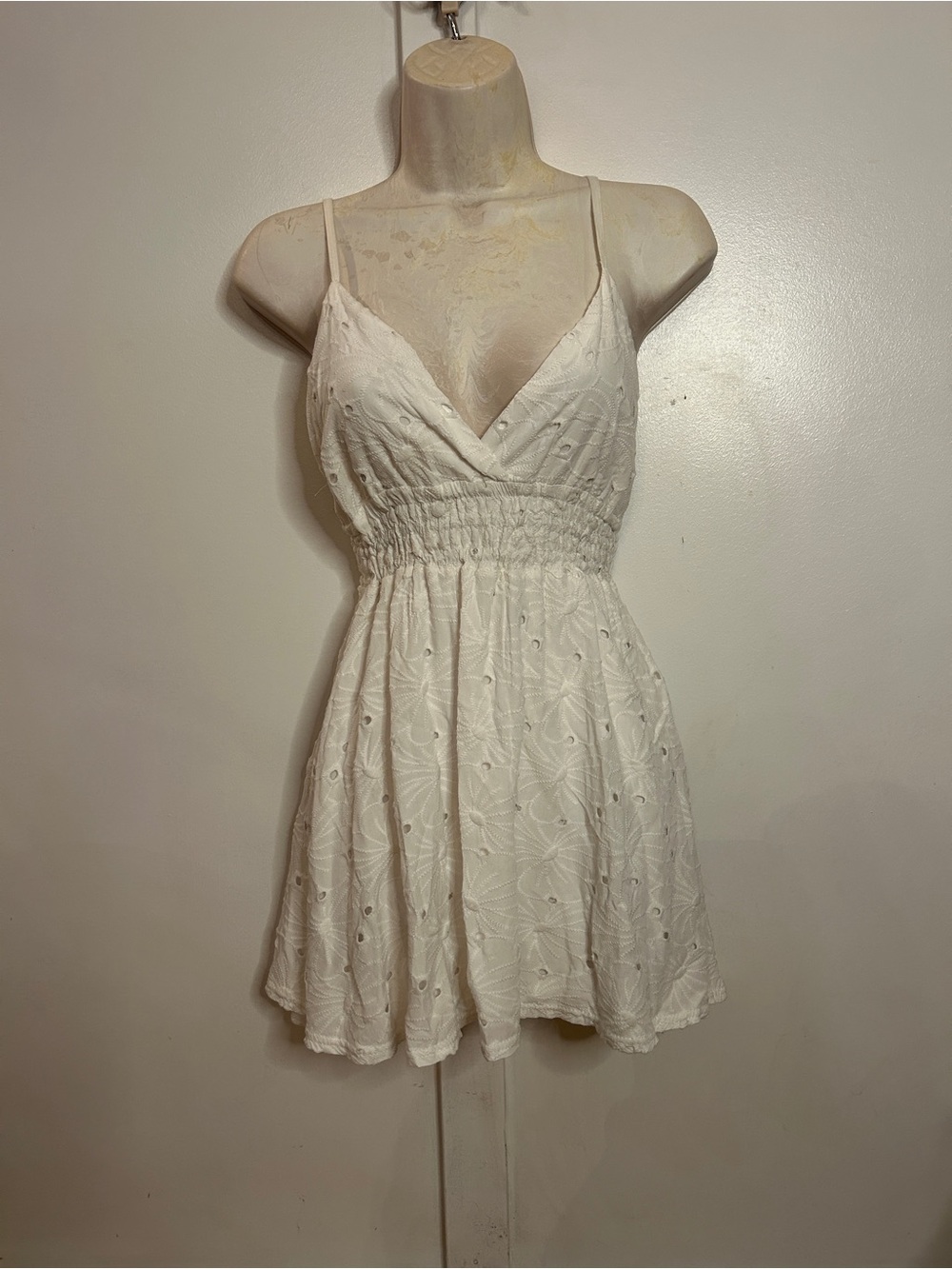 Ocean Drive White Eyelet Surplice Mini Dress